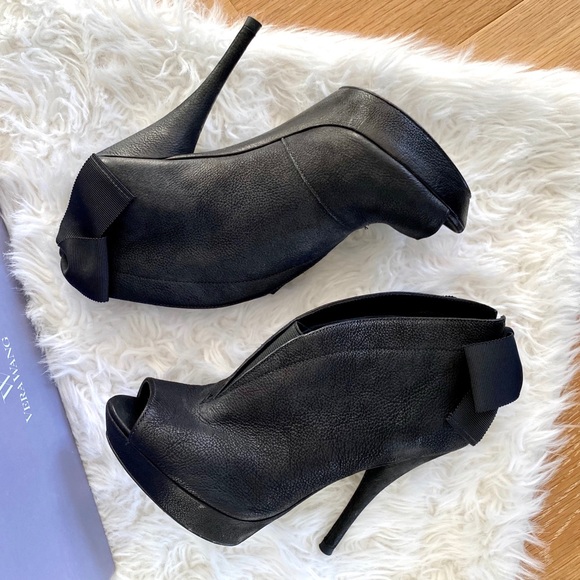 Vera Wang Royce Peep Toe Bow Back Booties - Picture 3 of 5
